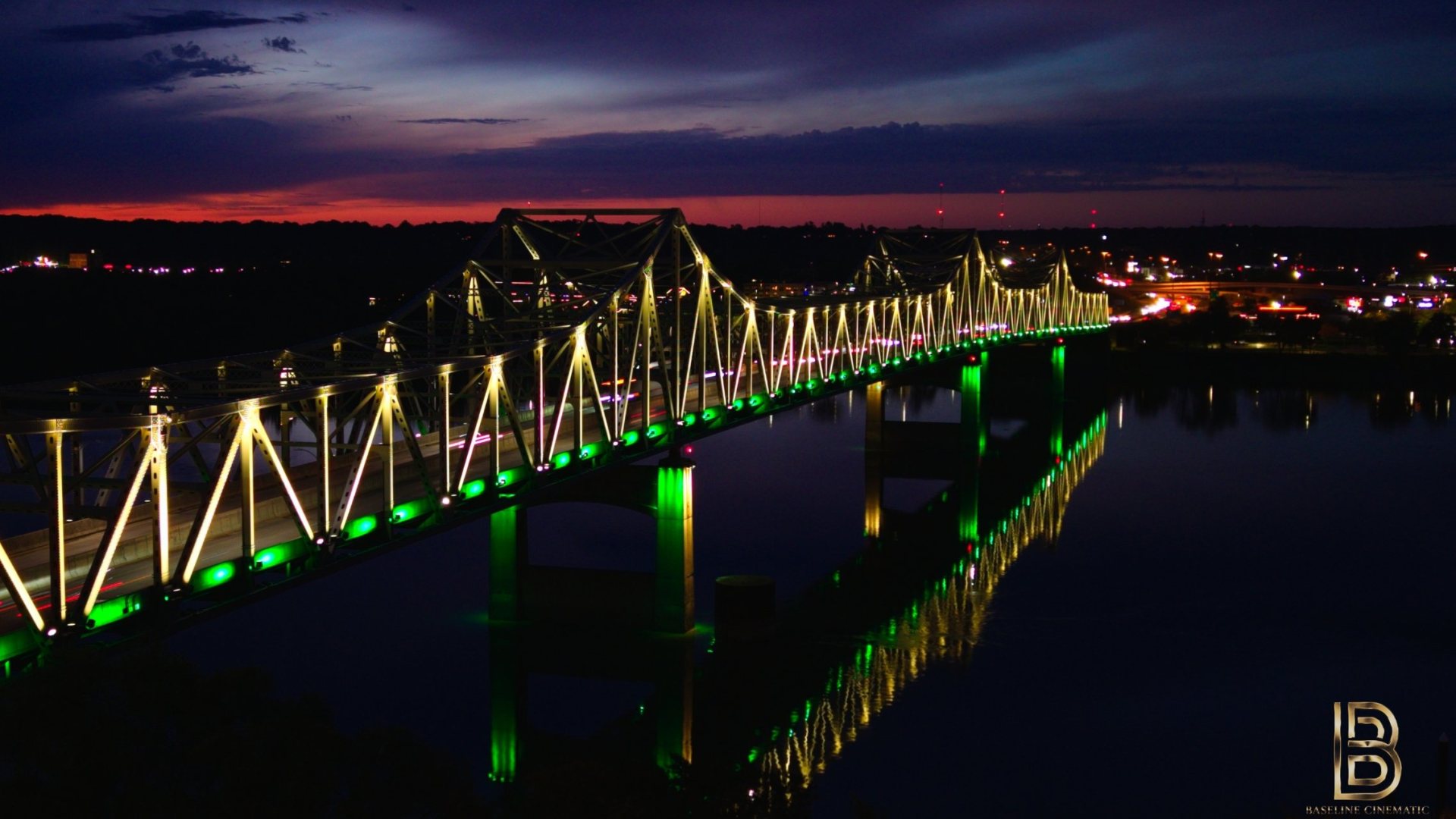 Peoria bridge at dusk after color grading